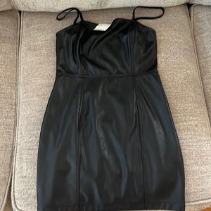 Pleather black mini dress